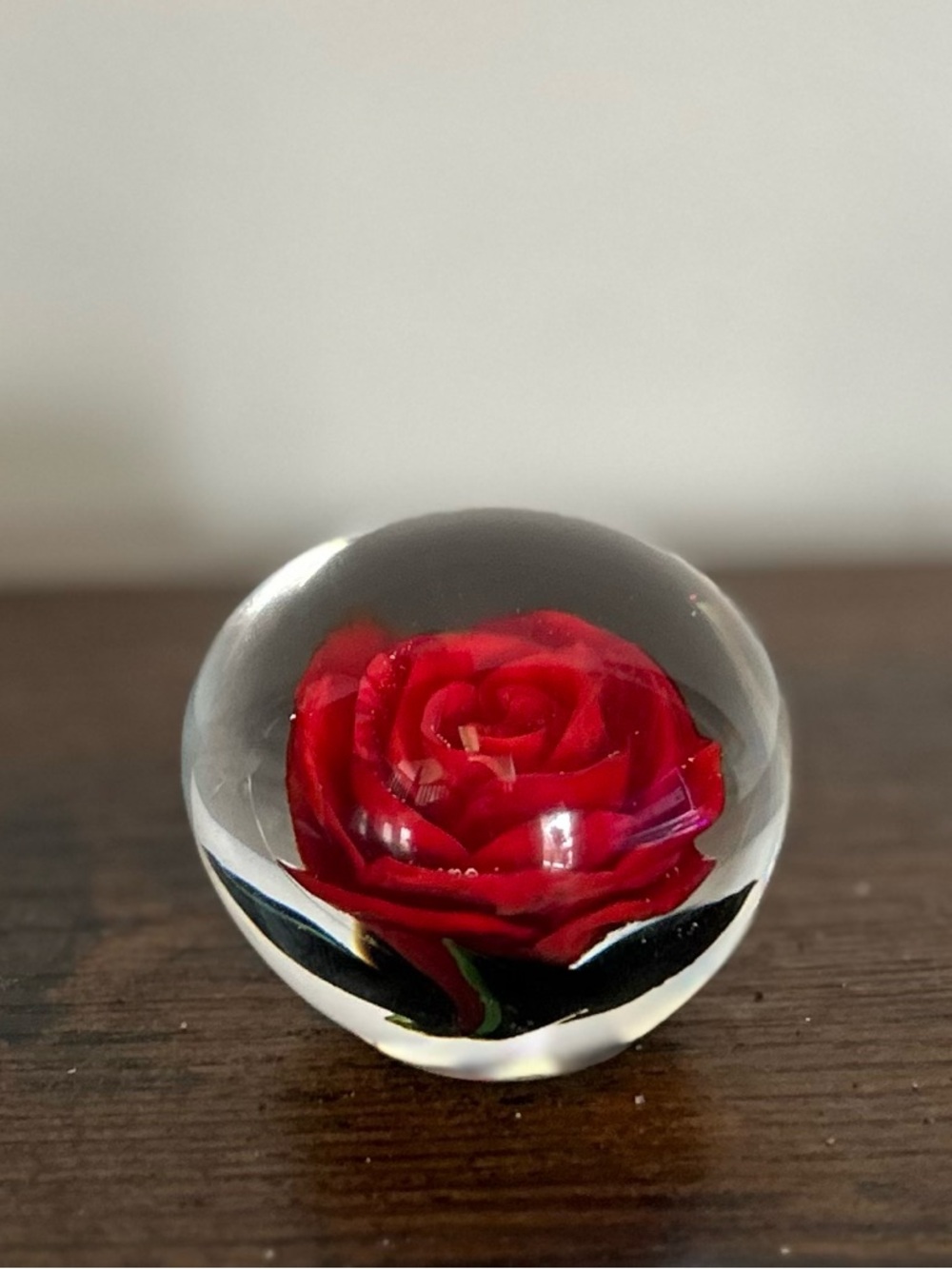 Rick Ayotte An American Beauty Red Rose glass paperweight